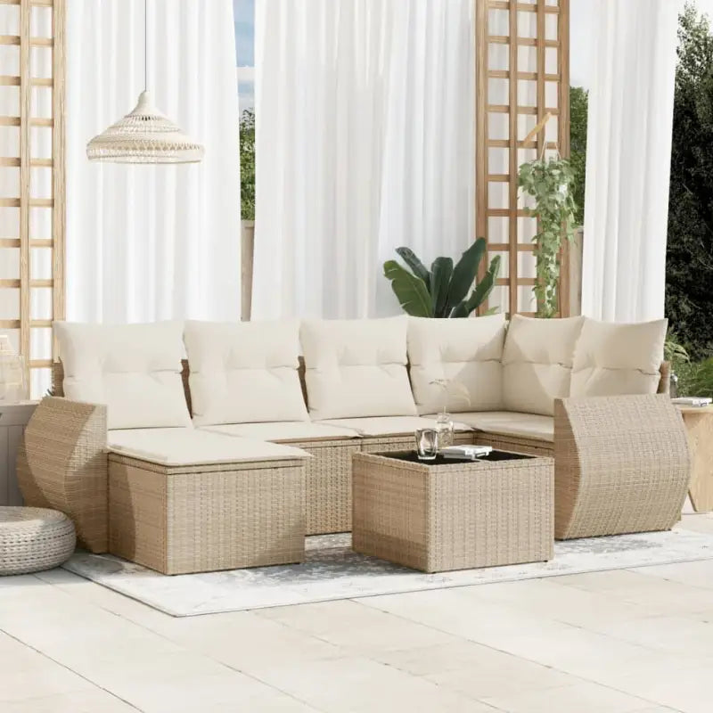 Modulaire tuinbanken van gepoedercoat staal voor buiten ontspanning - beige en crèmekleurig / 1 / Met tafel - Modulaire