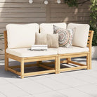 Modulaire tuinbanken van massief acaciahout met comfortabele rugkussens - Crème / 1 / Tweezitsbank - Modulaire