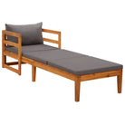 Modulaire tuinbanken van massief acaciahout met dikte kussen voor comfort - Donkergrijs / 1 / Ligbed met 2 armleuningen