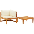 Modulaire tuinbanken van massief acaciahout met dikte kussen voor comfort - Crèmewit / 1 / hoek + Tafel - Modulaire