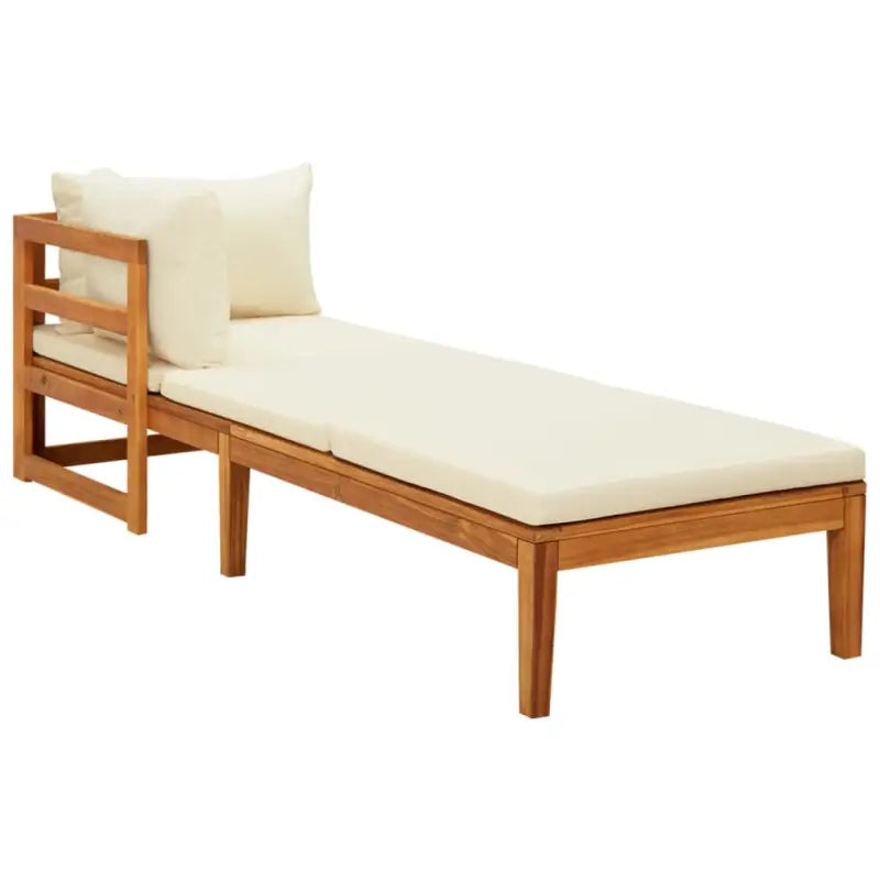 Modulaire tuinbanken van massief acaciahout met dikte kussen voor comfort - Crèmewit / 1 / Ligbed met 1 armleuning
