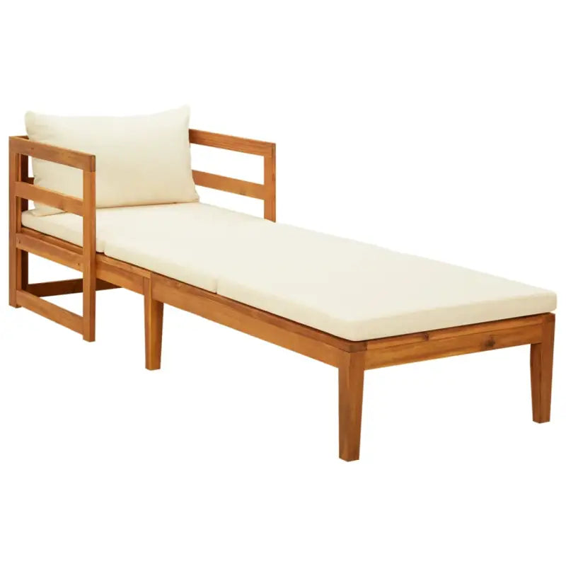 Modulaire tuinbanken van massief acaciahout met dikte kussen voor comfort - Crèmewit / 1 / Ligbed met 2 armleuningen
