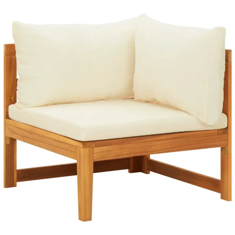 Modulaire tuinbanken van massief acaciahout met dikte kussen voor comfort - Crèmewit / 1 / Hoekbank - Modulaire