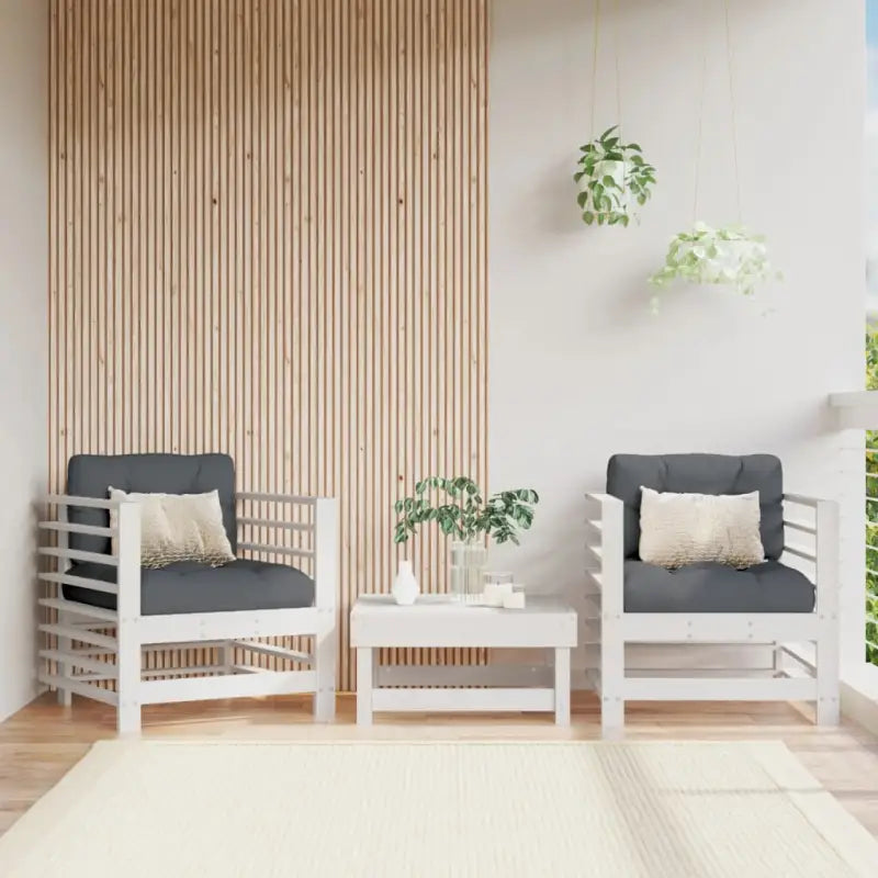 Modulaire tuinbanken van massief douglashout voor gezellige buitenkamers - Wit grenenhout / 1 / Armstoel (2 st)
