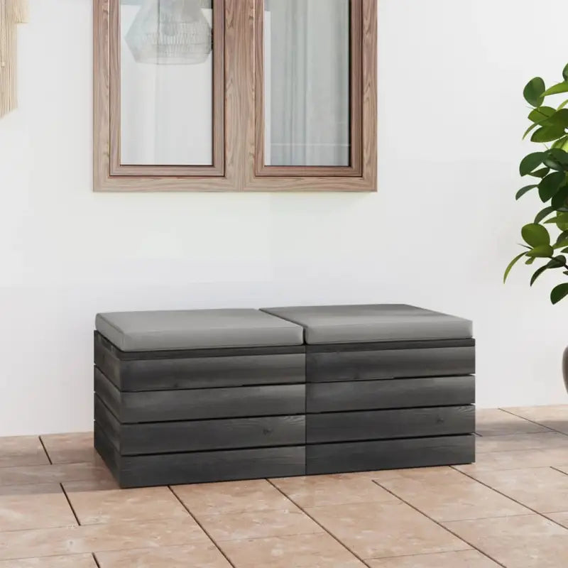 Modulaire tuinbanken van massief grenenhout met comfortabele kussens - Grijs / 2 - Modulaire tuinbanken