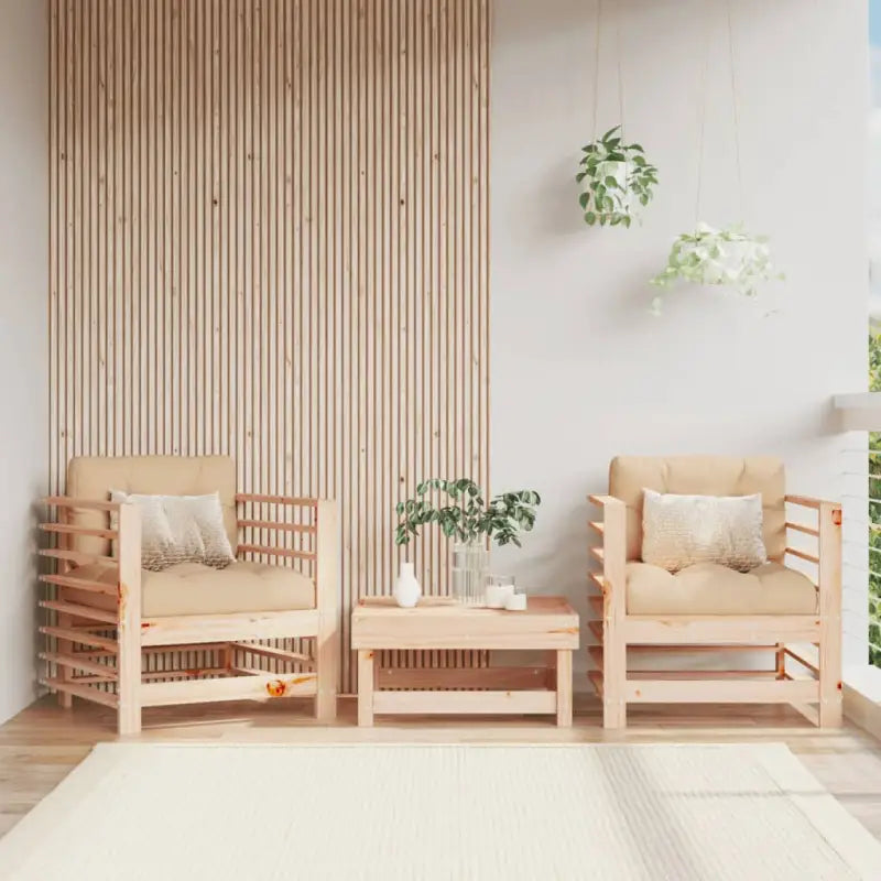 Modulaire tuinbanken van massief grenenhout met zachte kussens - Natuurlijk grenenhout / 1 / Stoel - Modulaire