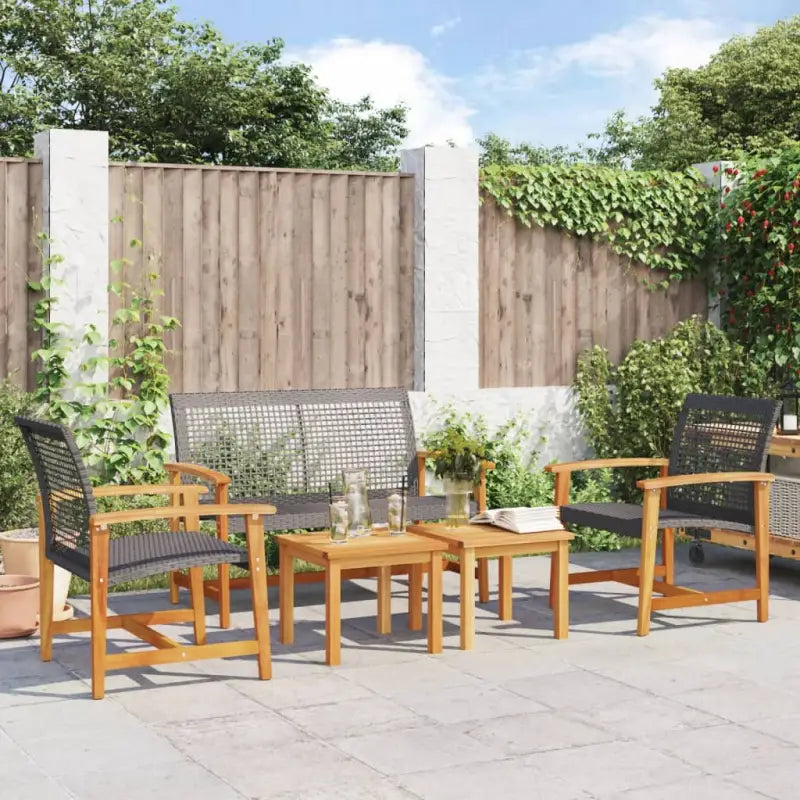 Modulaire tuinbanken van poly rattan voor comfortabele buitenruimte - Zwart / 1 / stoel + Bank + Tafel - Modulaire