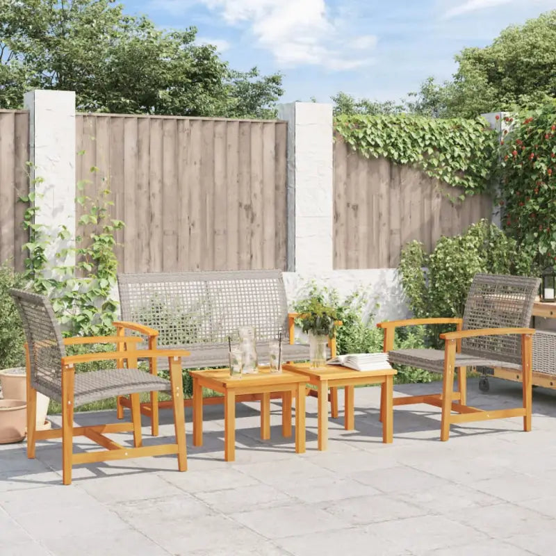 Modulaire tuinbanken van poly rattan voor comfortabele buitenruimte - Grijs / 1 / stoel + Bank + Tafel - Modulaire