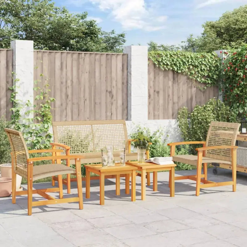 Modulaire tuinbanken van poly rattan voor comfortabele buitenruimte - Beige / 1 / stoel + Bank + Tafel - Modulaire