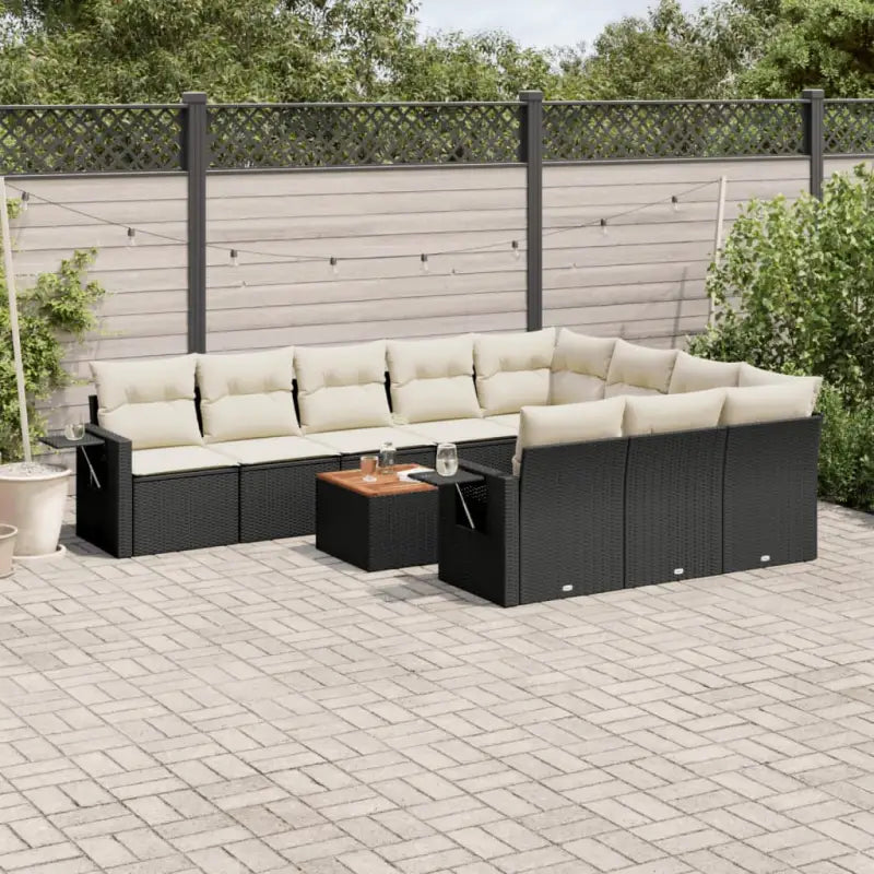 Modulaire tuinbanken van zwart gepoedercoat staal voor terras en tuin - Zwart en crème / 1 / Tafel + 6x midden + 2x