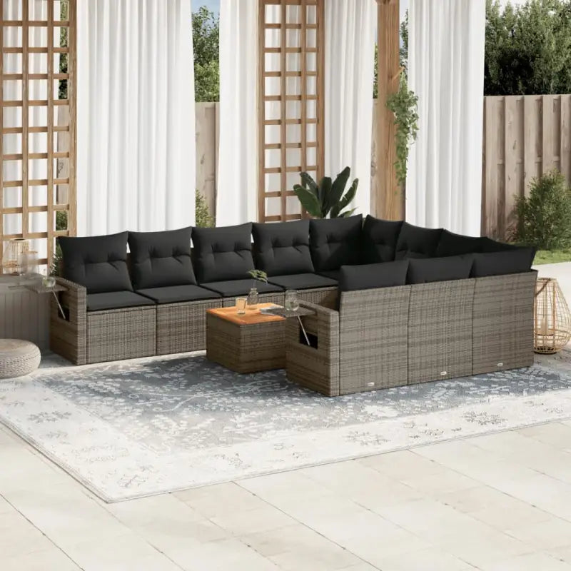 Modulaire tuinbanken van zwart gepoedercoat staal voor terras en tuin - Zwart / 1 / 6x midden + Tafel + 2x hoek
