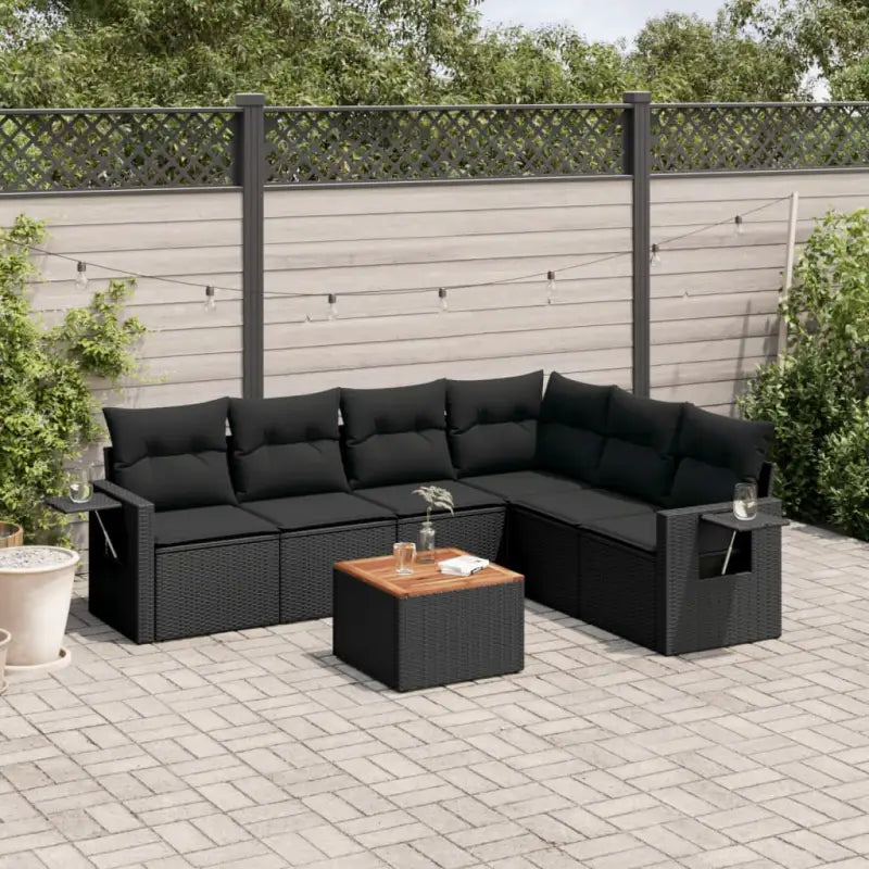 Modulaire tuinbanken van zwart materiaal en gepoedercoat staal - Zwart / 1 / hoek + Tafel + 3x midden - Modulaire