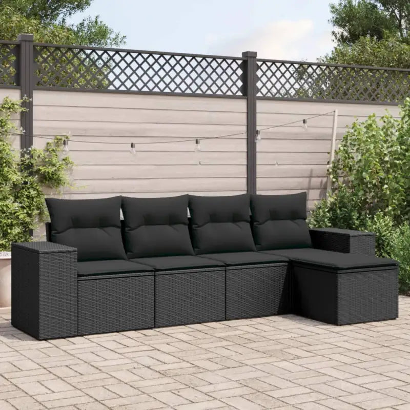 Modulaire tuinbanken van zwart materiaal en gepoedercoat staal - Zwart / 1 / Zonder tafel - Modulaire tuinbanken