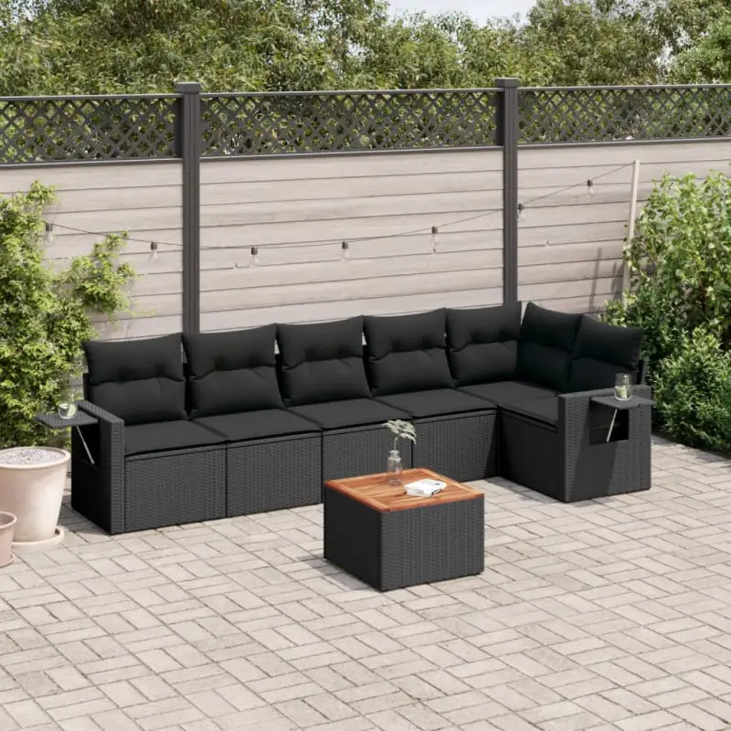 Modulaire tuinbanken van zwart materiaal en gepoedercoat staal - Zwart / 1 / Tafel + 3x midden + hoek - Modulaire