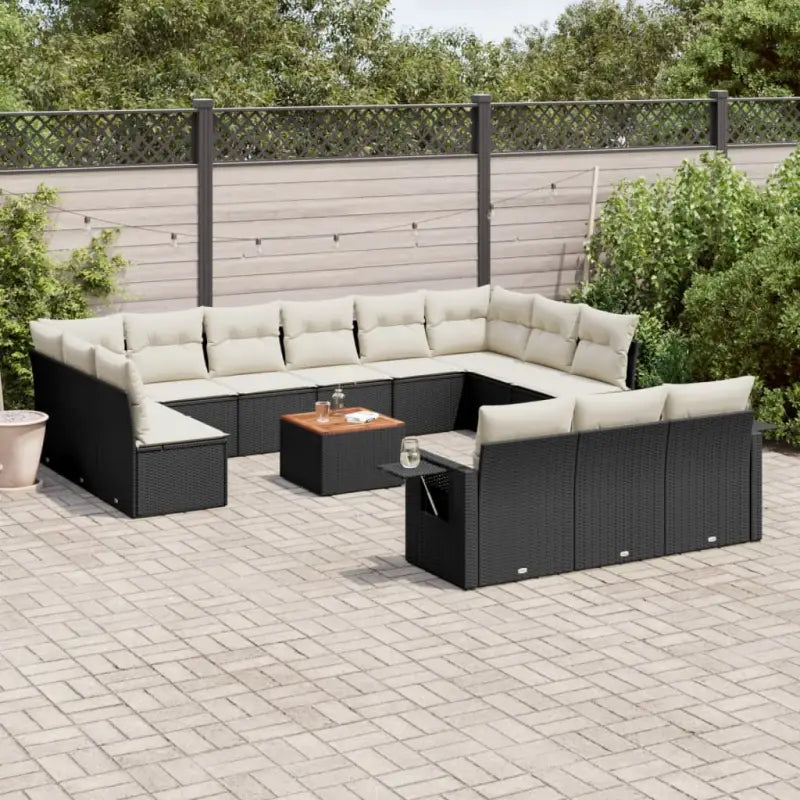 Modulaire tuinbanken van zwart materiaal en gepoedercoat staal met afmetingen - Zwart en crème / 1 - Modulaire