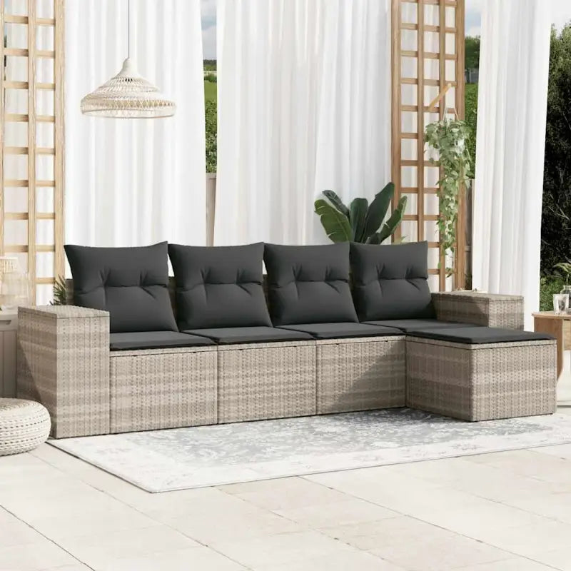 Modulaire tuinbanken van zwart materiaal en gepoedercoat staal - Lichtgrijs / 1 / Zonder tafel - Modulaire tuinbanken