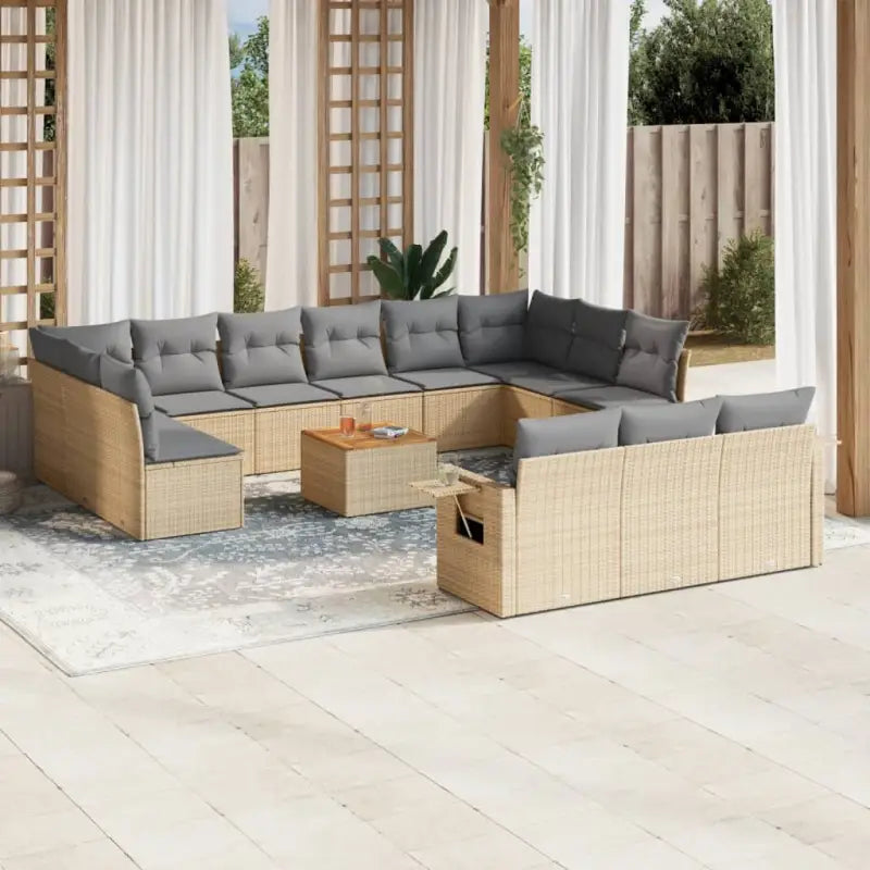 Modulaire tuinbanken van zwart materiaal en gepoedercoat staal met afmetingen - Beige en grijs / 1 - Modulaire