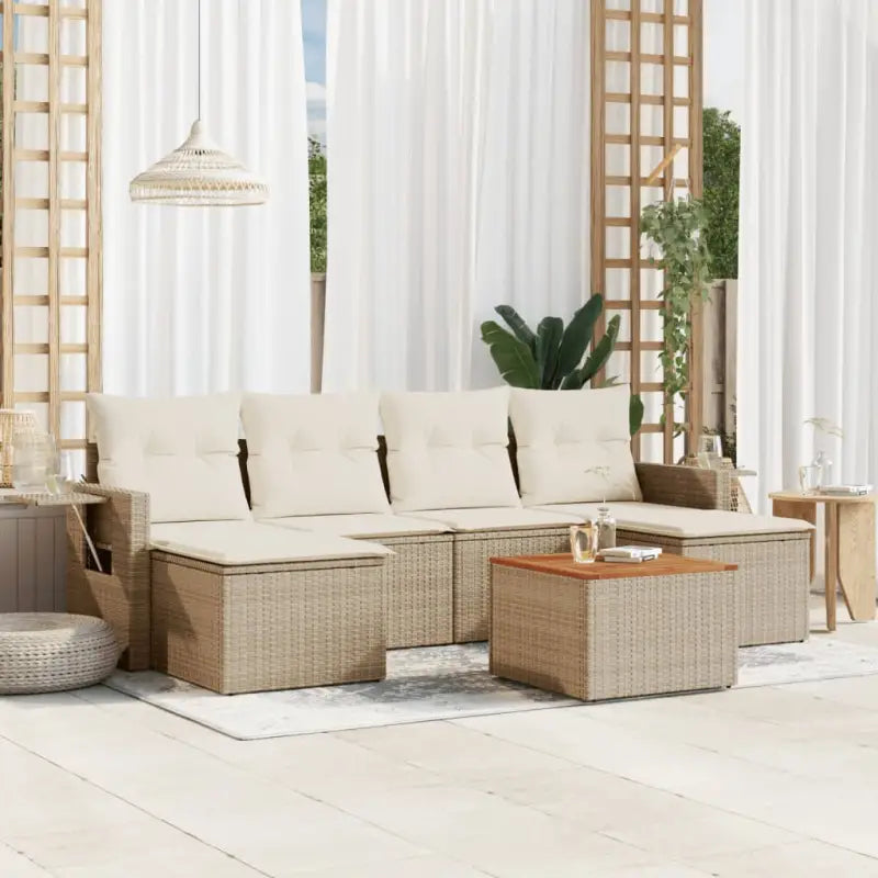 Modulaire tuinbanken van zwart materiaal en gepoedercoat staal - beige en crèmekleurig / 1 - Modulaire tuinbanken