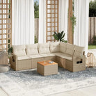 Modulaire tuinbanken van zwart materiaal en gepoedercoat staal - Beige / 1 / hoek + Tafel + 3x midden - Modulaire