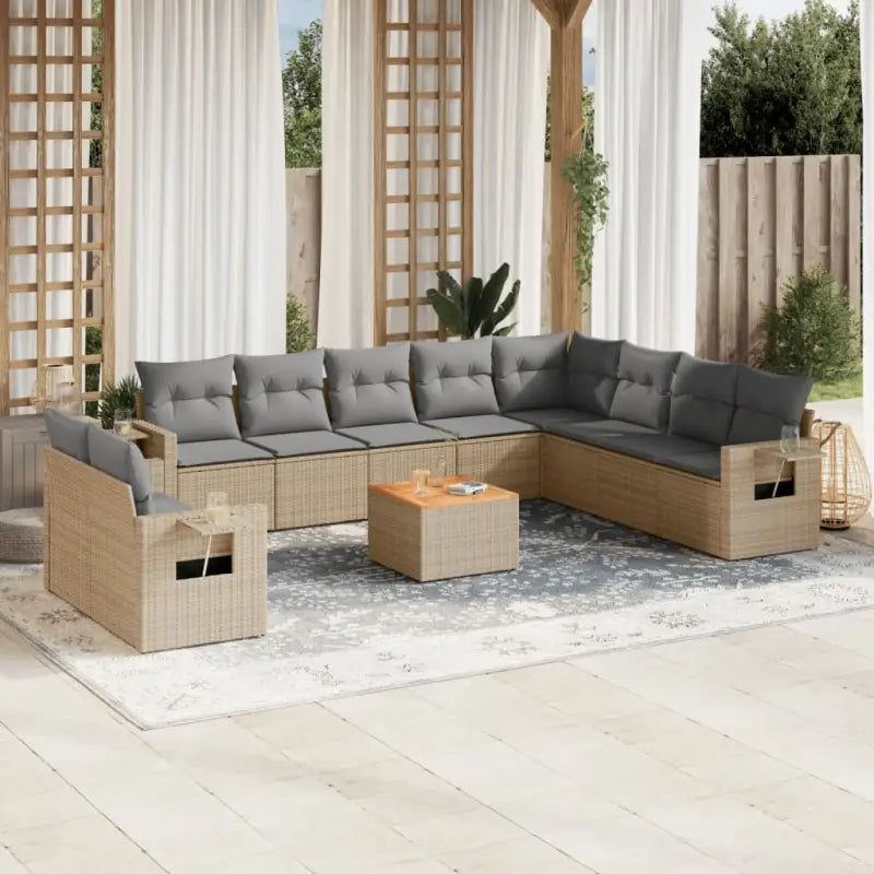 Modulaire tuinbanken van zwart materiaal en gepoedercoat staal - Beige en grijs / 1 - Modulaire tuinbanken