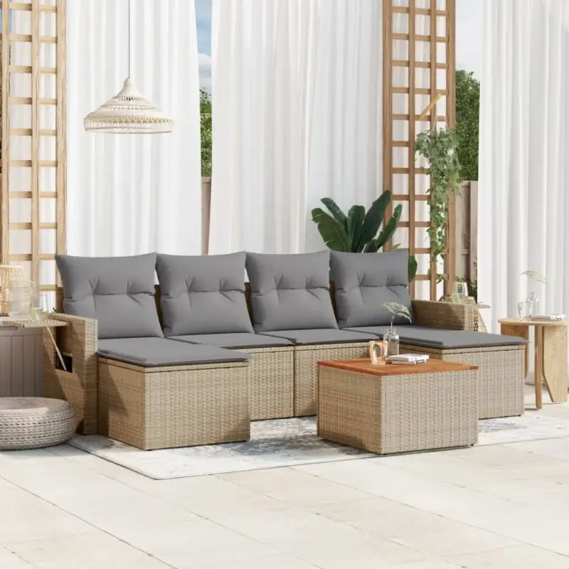Modulaire tuinbanken van zwart materiaal en gepoedercoat staal - Beige en grijs / 1 - Modulaire tuinbanken