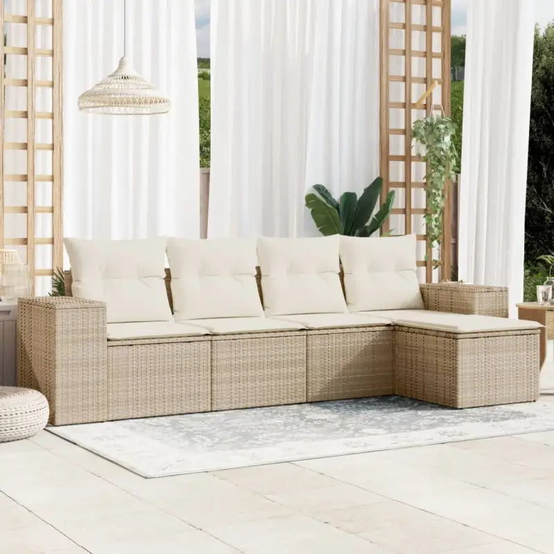 Modulaire tuinbanken van zwart materiaal en gepoedercoat staal - beige en crèmekleurig / 1 / Zonder tafel - Modulaire