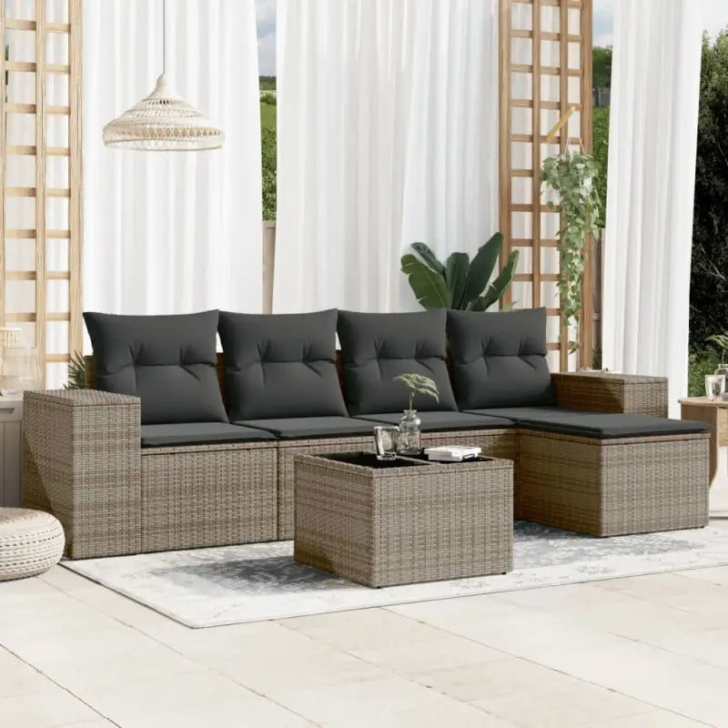 Modulaire tuinbanken van zwart materiaal en gepoedercoat staal - Grijs / 1 / Met tafel - Modulaire tuinbanken