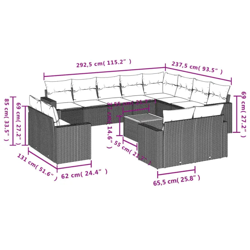 Modulaire tuinbankset met beige materiaal en gepoedercoat staal - Modulaire tuinbanken