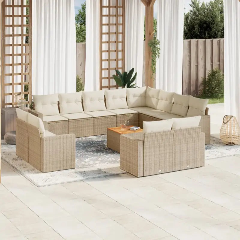 Modulaire tuinbankset met beige materiaal en gepoedercoat staal - beige en crèmekleurig / 1 - Modulaire tuinbanken