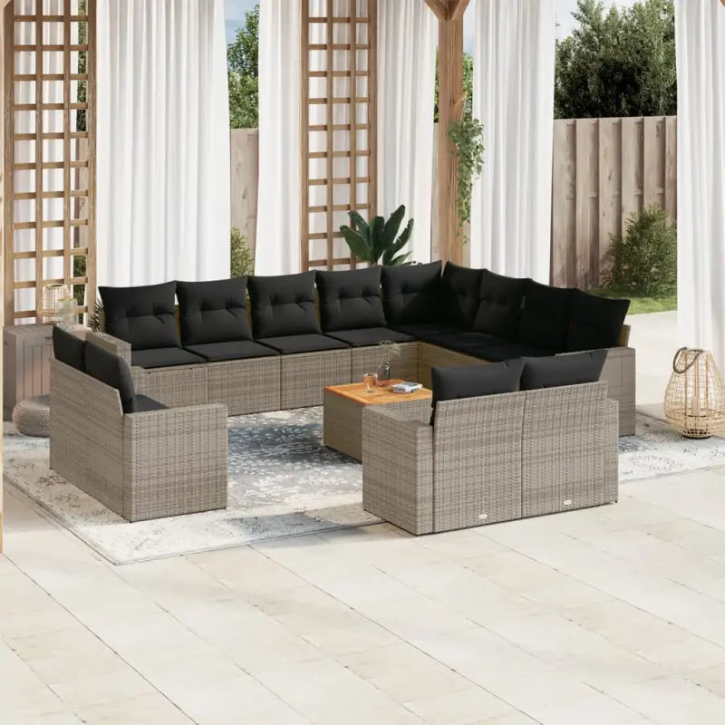 Modulaire tuinbankset met beige materiaal en gepoedercoat staal - Grijs / 1 - Modulaire tuinbanken