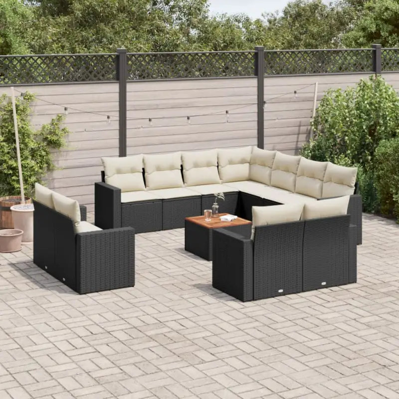 Modulaire tuinbankset met beige materiaal en gepoedercoat staal - Zwart en crème / 1 - Modulaire tuinbanken