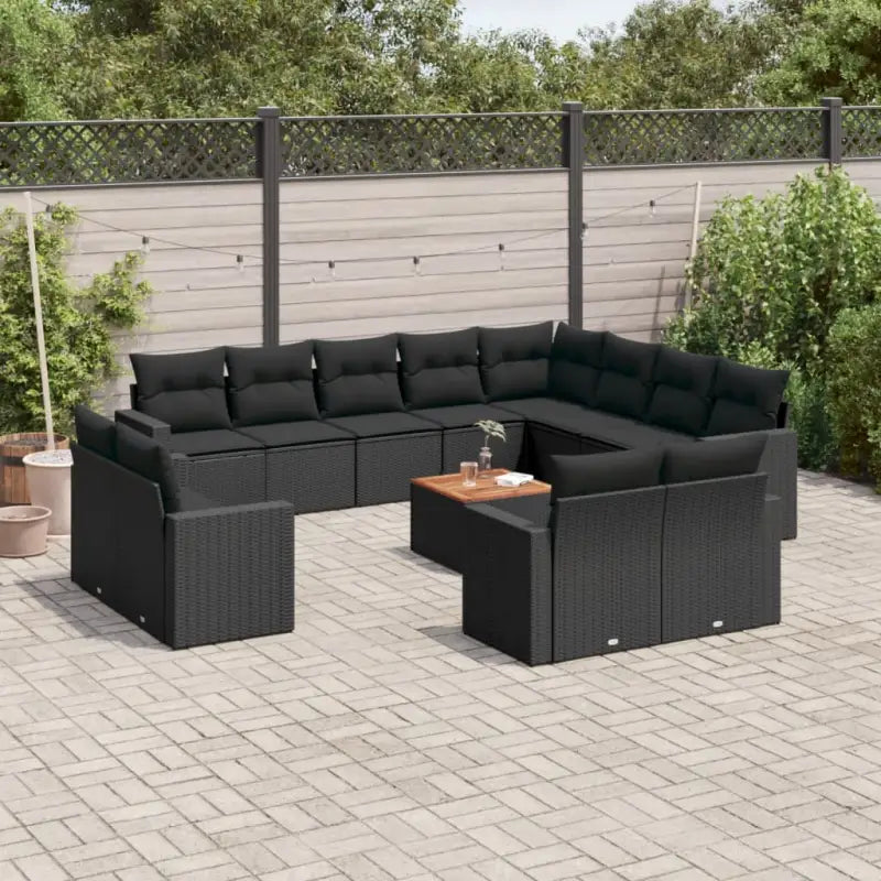 Modulaire tuinbankset met beige materiaal en gepoedercoat staal - Zwart / 1 - Modulaire tuinbanken