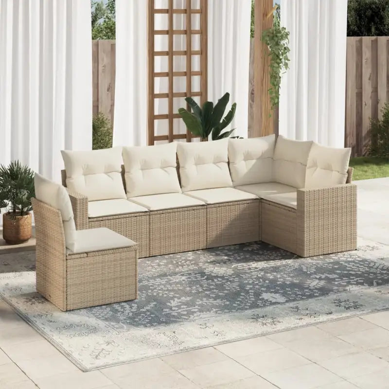 Modulaire tuinbankset met waterdichte tas in beige materiaal - beige en crèmekleurig / 1 / Zonder tafel - Modulaire
