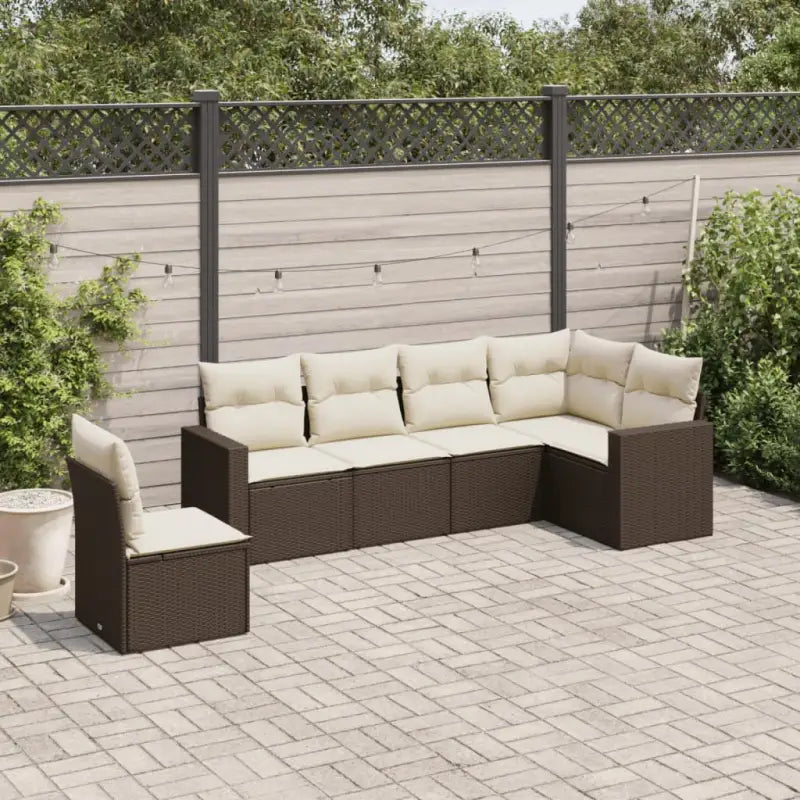 Modulaire tuinbankset met waterdichte tas in beige materiaal - Bruin en crème / 1 / Zonder tafel - Modulaire tuinbanken