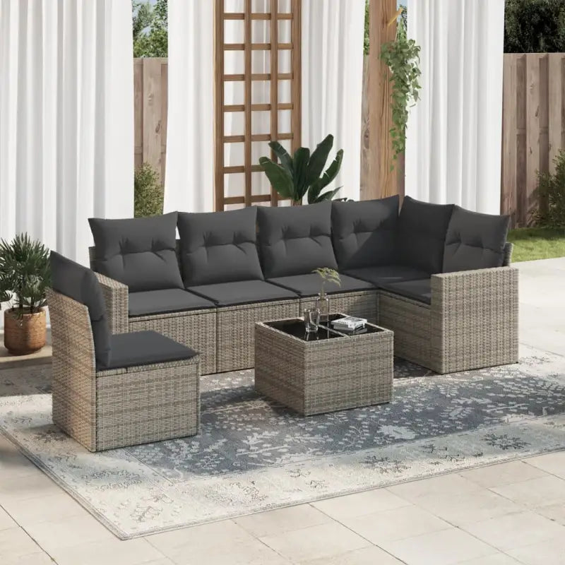 Modulaire tuinbankset met waterdichte tas in beige materiaal - Grijs / 1 / Met tafel - Modulaire tuinbanken