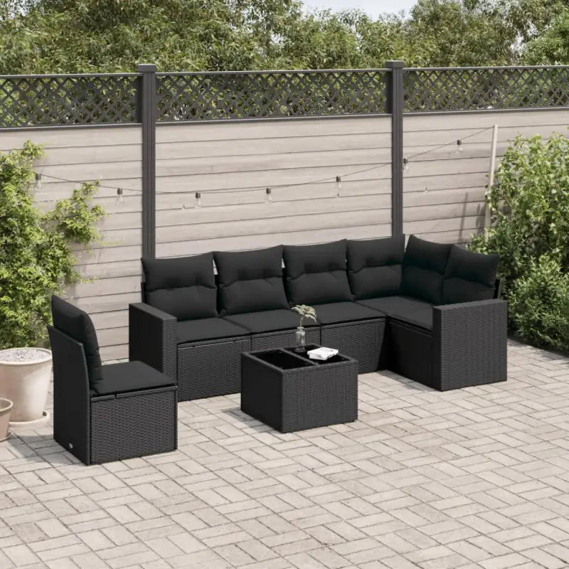 Modulaire tuinbankset met waterdichte tas in beige materiaal - Zwart / 1 / Met tafel - Modulaire tuinbanken