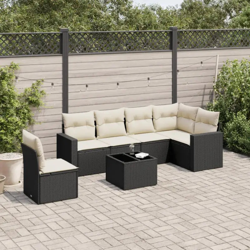 Modulaire tuinbankset met waterdichte tas in beige materiaal - Zwart en crème / 1 / Met tafel - Modulaire tuinbanken