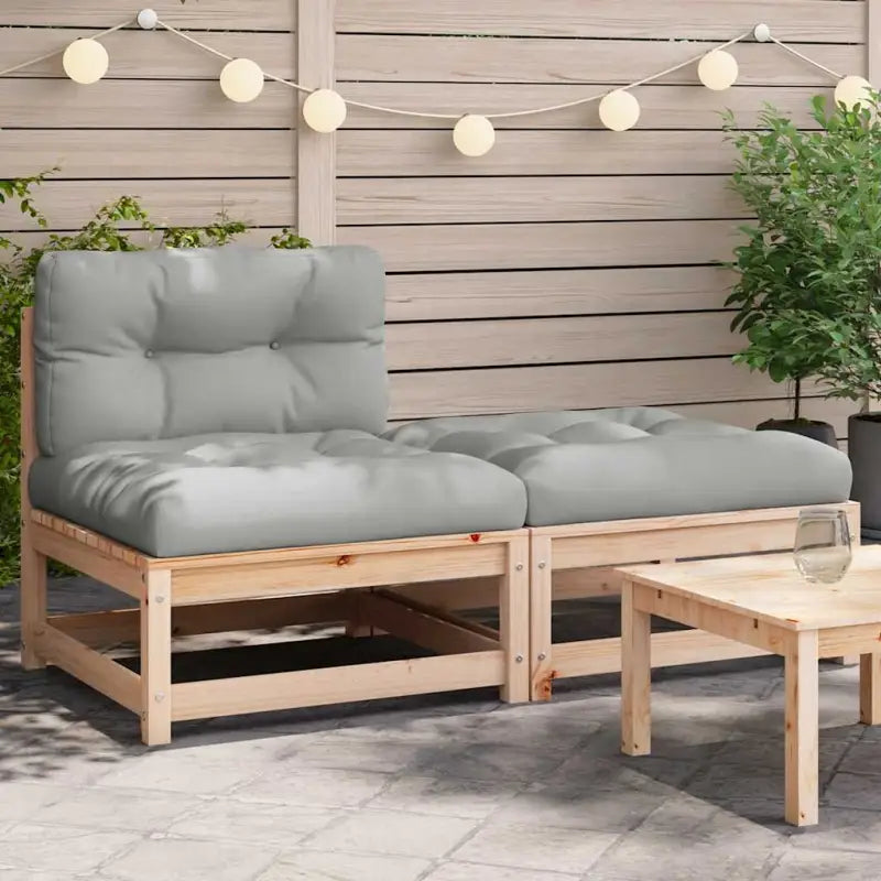 Modulaire tuinbankset van massief grenenhout voor comfortabel buitenleven - Naturel en grijs / 1 / Tweezitsbank