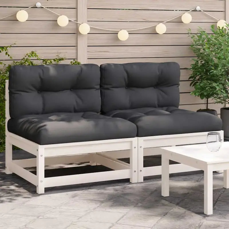 Modulaire tuinbankset van massief grenenhout voor comfortabel buitenleven - Wit grenenhout / 1 / Bank - Modulaire