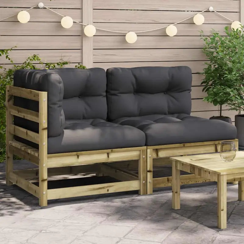 Modulaire tuinbankset van massief grenenhout voor comfortabel buitenleven - Naturel geïmpregneerd / 1 / hoek + stoel