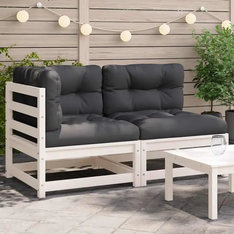 Modulaire tuinbankset van massief grenenhout voor comfortabel buitenleven - Wit grenenhout / 1 / hoek + stoel