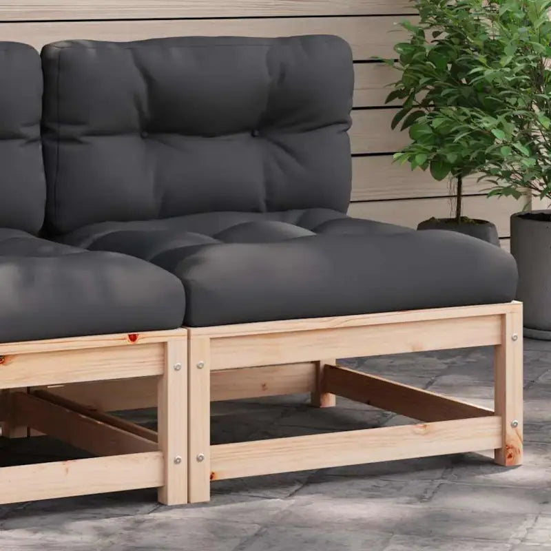 Modulaire tuinbankset van massief grenenhout voor comfortabel buitenleven - Naturel en zwart / 1 / Stoel - Modulaire