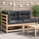 Modulaire tuinbankset van massief grenenhout voor comfortabel buitenleven - Naturel en zwart / 1 / hoek + stoel