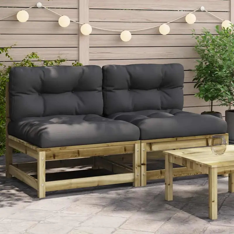Modulaire tuinbankset van massief grenenhout voor comfortabel buitenleven - Naturel geïmpregneerd / 1 / Bank