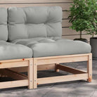 Modulaire tuinbankset van massief grenenhout voor comfortabel buitenleven - Naturel en grijs / 1 / Stoel - Modulaire