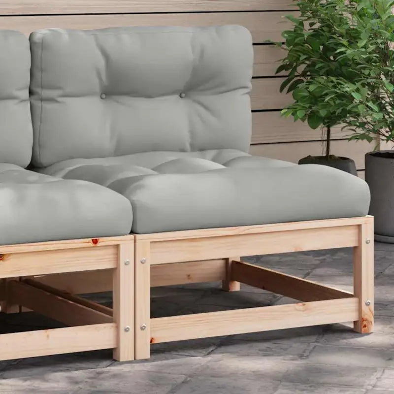 Modulaire tuinbankset van massief grenenhout voor comfortabel buitenleven - Naturel en grijs / 1 / Stoel - Modulaire