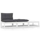 Modulaire tuinbankset van massief grenenhout voor comfortabel buitenleven - Wit / 1 / Midden + 2x voetenbank