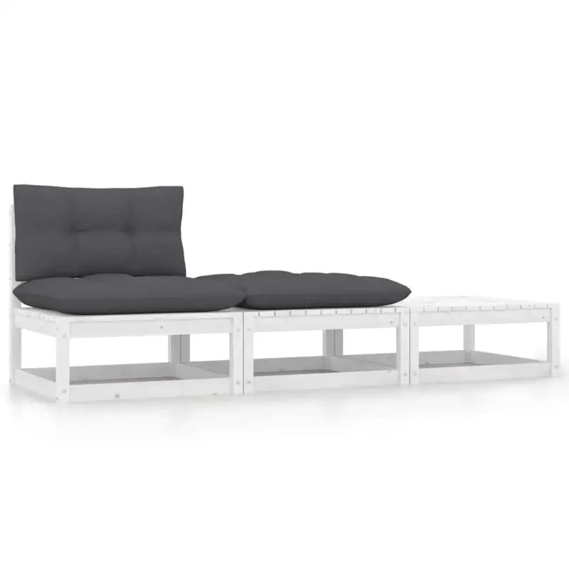 Modulaire tuinbankset van massief grenenhout voor comfortabel buitenleven - Wit / 1 / Midden + 2x voetenbank