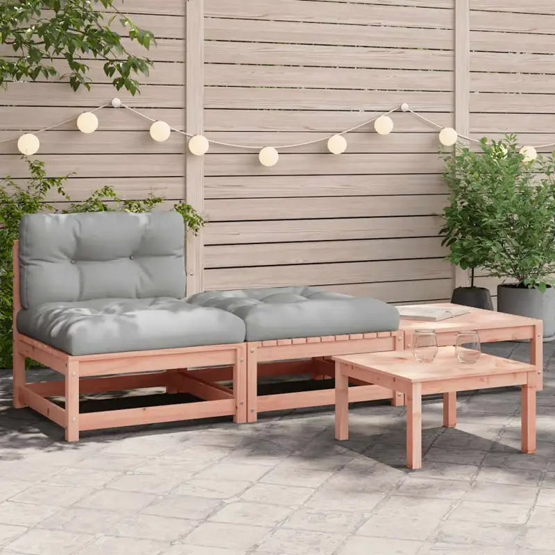 Modulaire tuinbankset van massief grenenhout voor comfortabel buitenleven - Natuurlijk douglashout / 1 / stoel + 2x