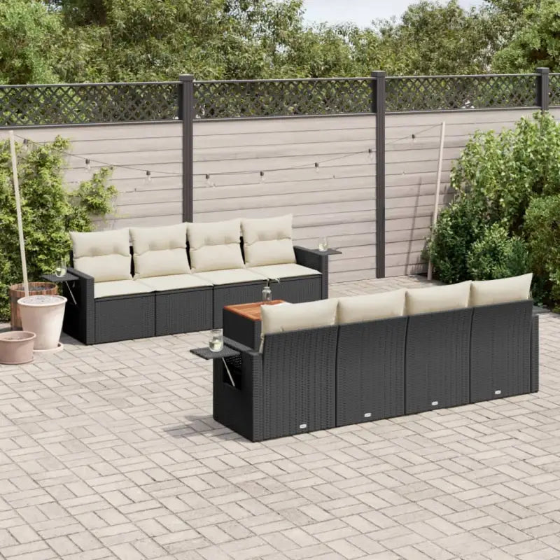 Modulaire tuinbankset van zwart gepoedercoat staal voor buiten genieten - Zwart en crème / 1 - Modulaire tuinbanken